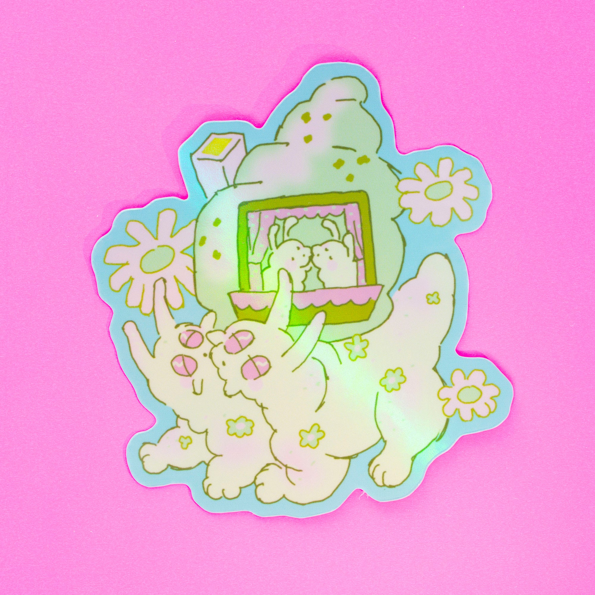 snuggling sweetheart snails holo sticker