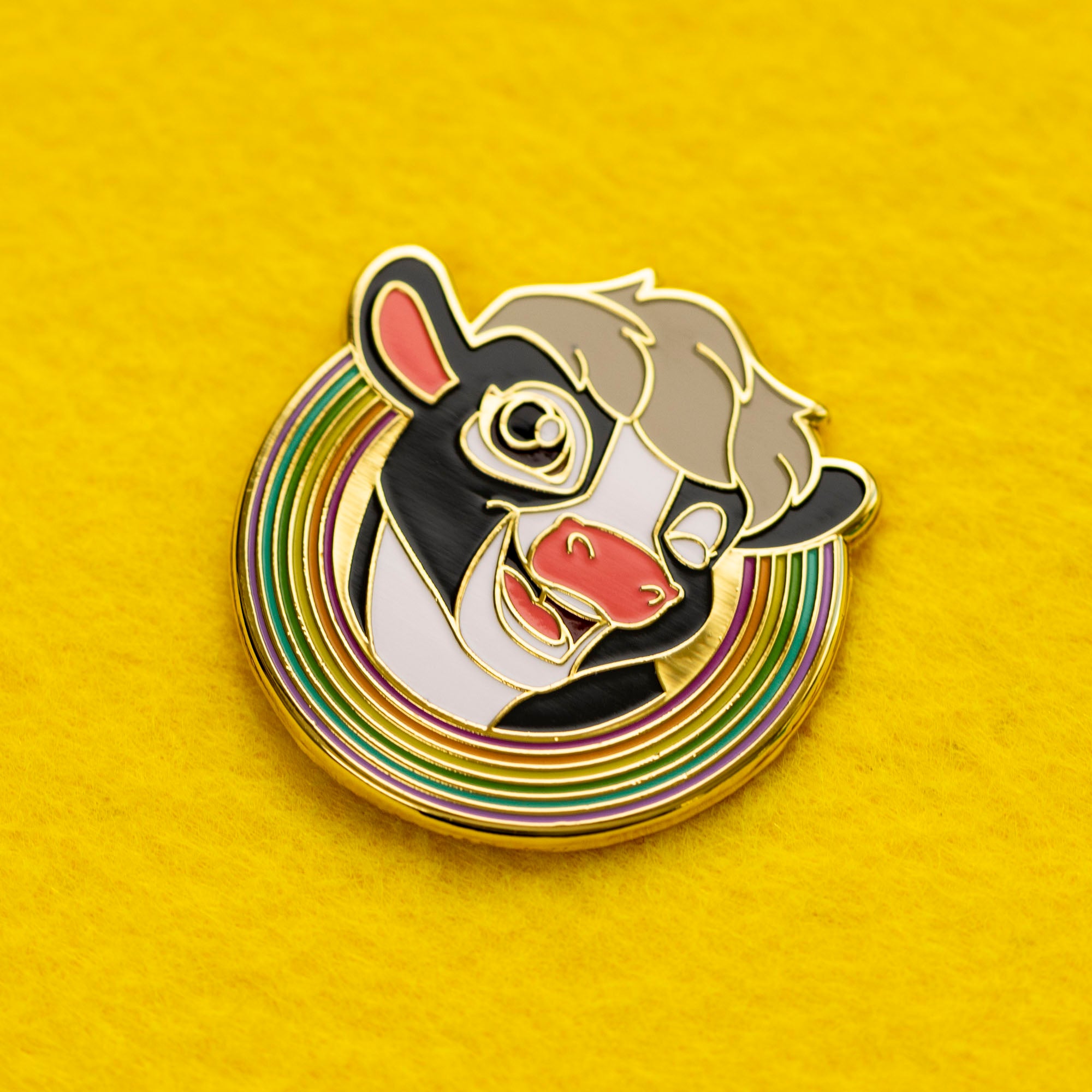 Wylde Flowers Cow Enamel Pin