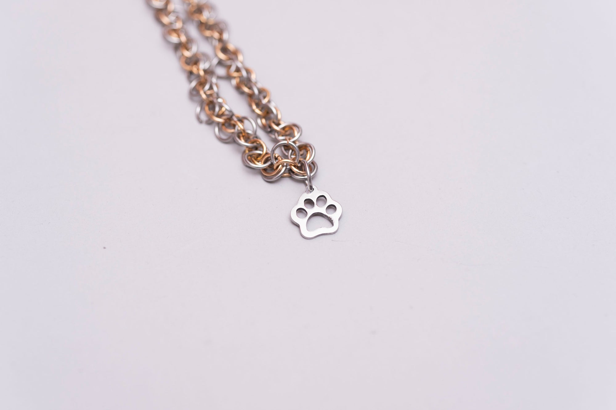 Triplet chain necklace with paw print charm