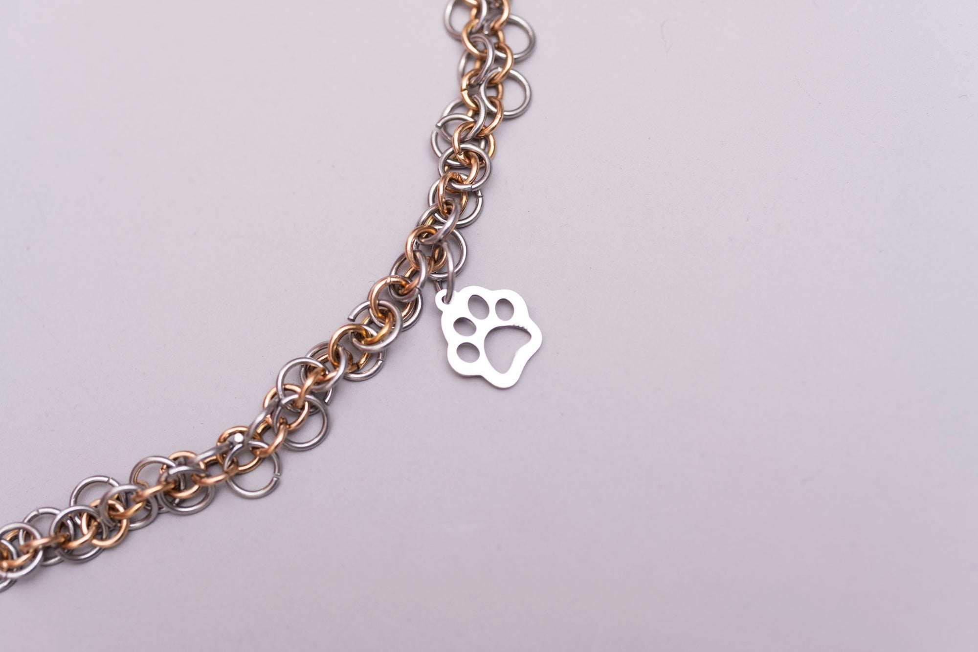 Triplet chain necklace with paw print charm