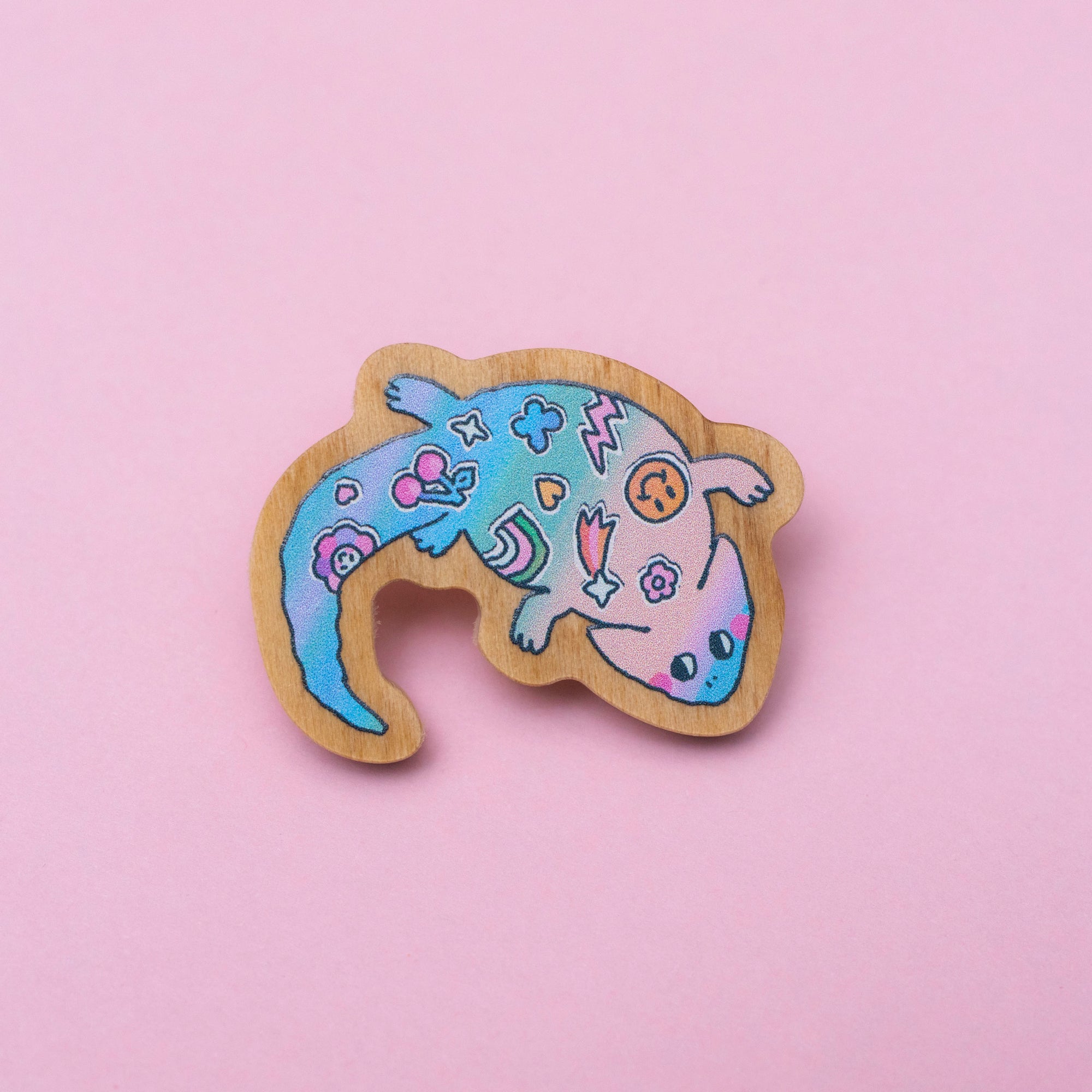 Decorated Diplocaulus Wooden Pin