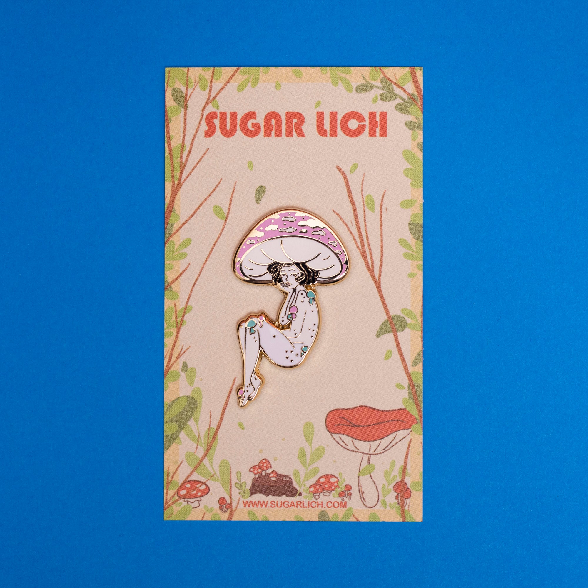 Cotton Candy Mushroom Girl Enamel Pin
