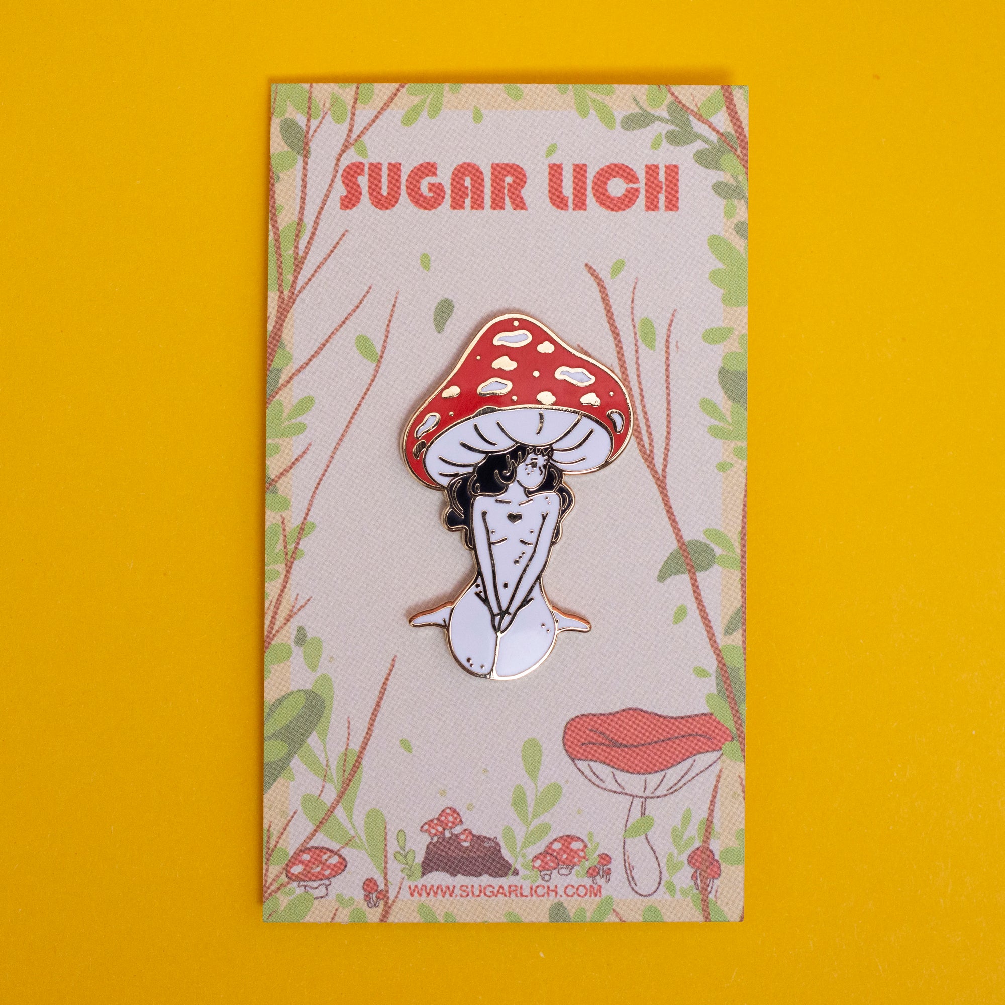 Red Mushroom Girl Enamel Pin