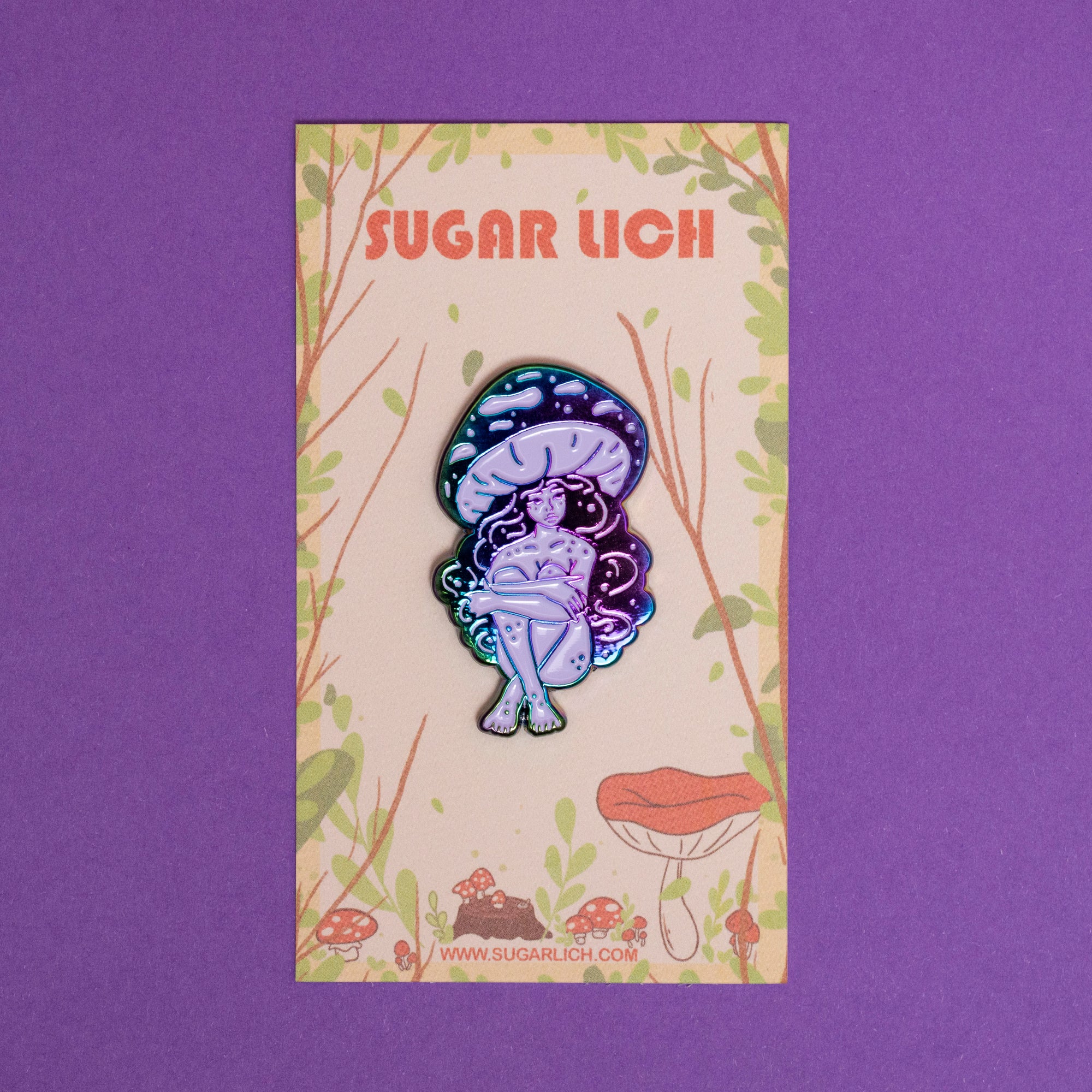 Violet Webcap Mushroom Girl Enamel Pin