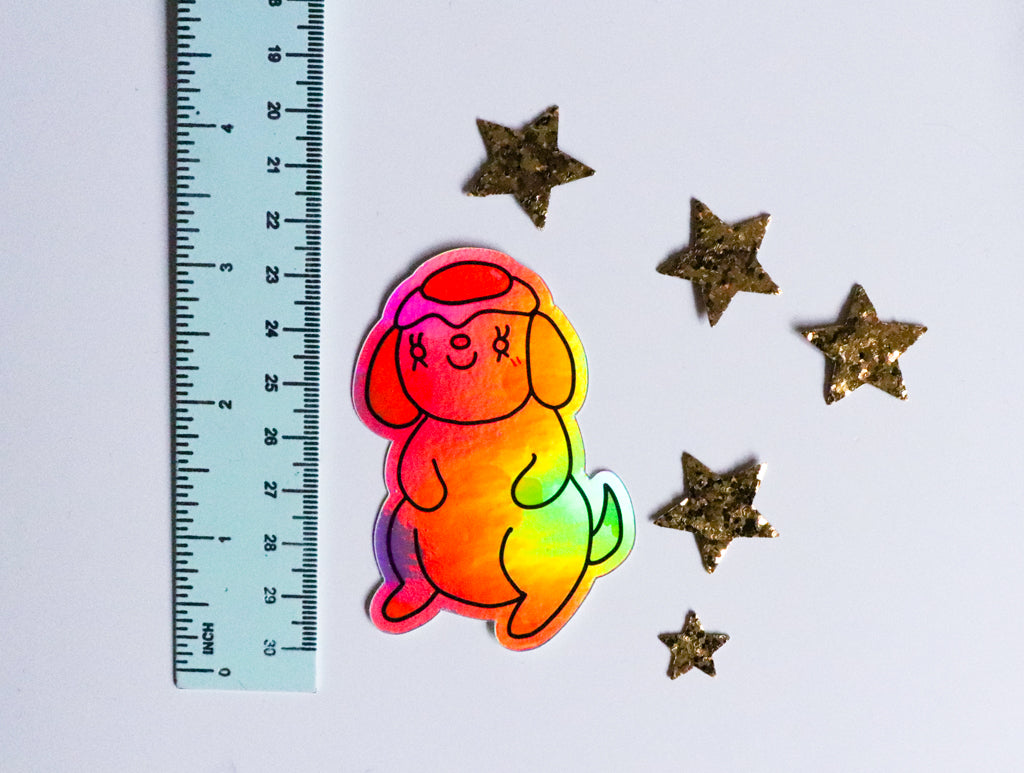 eggdog / holographic vinyl sticker