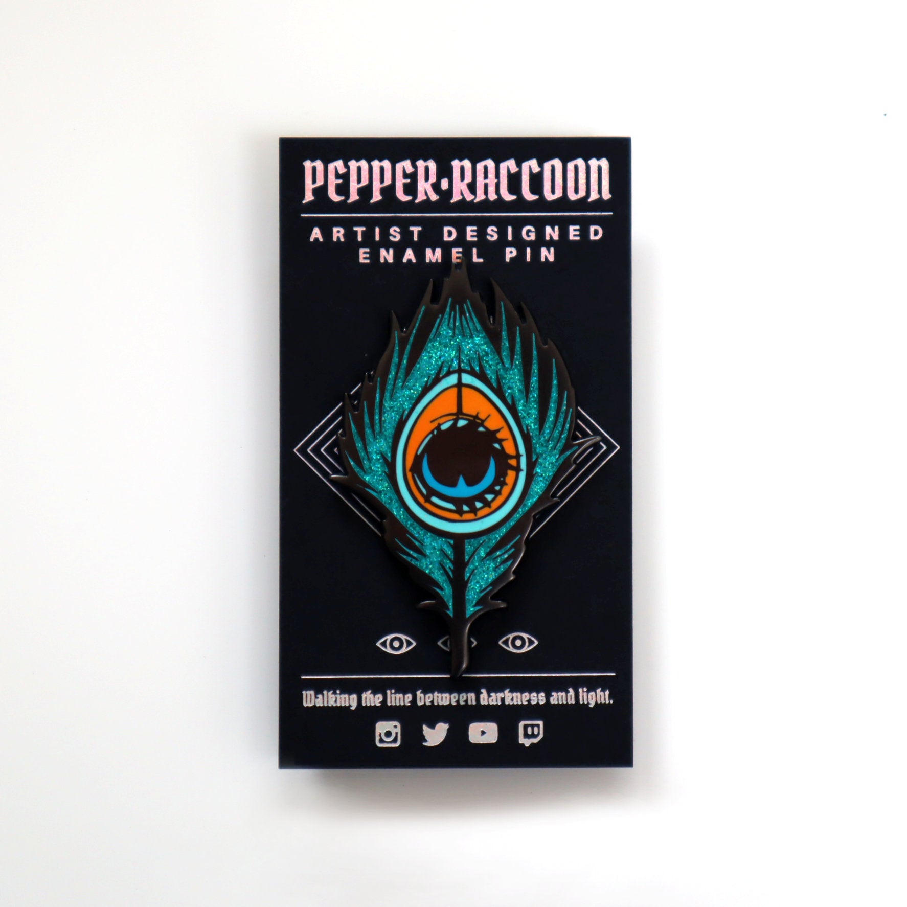 Glitter Peacock Feather Enamel Pin