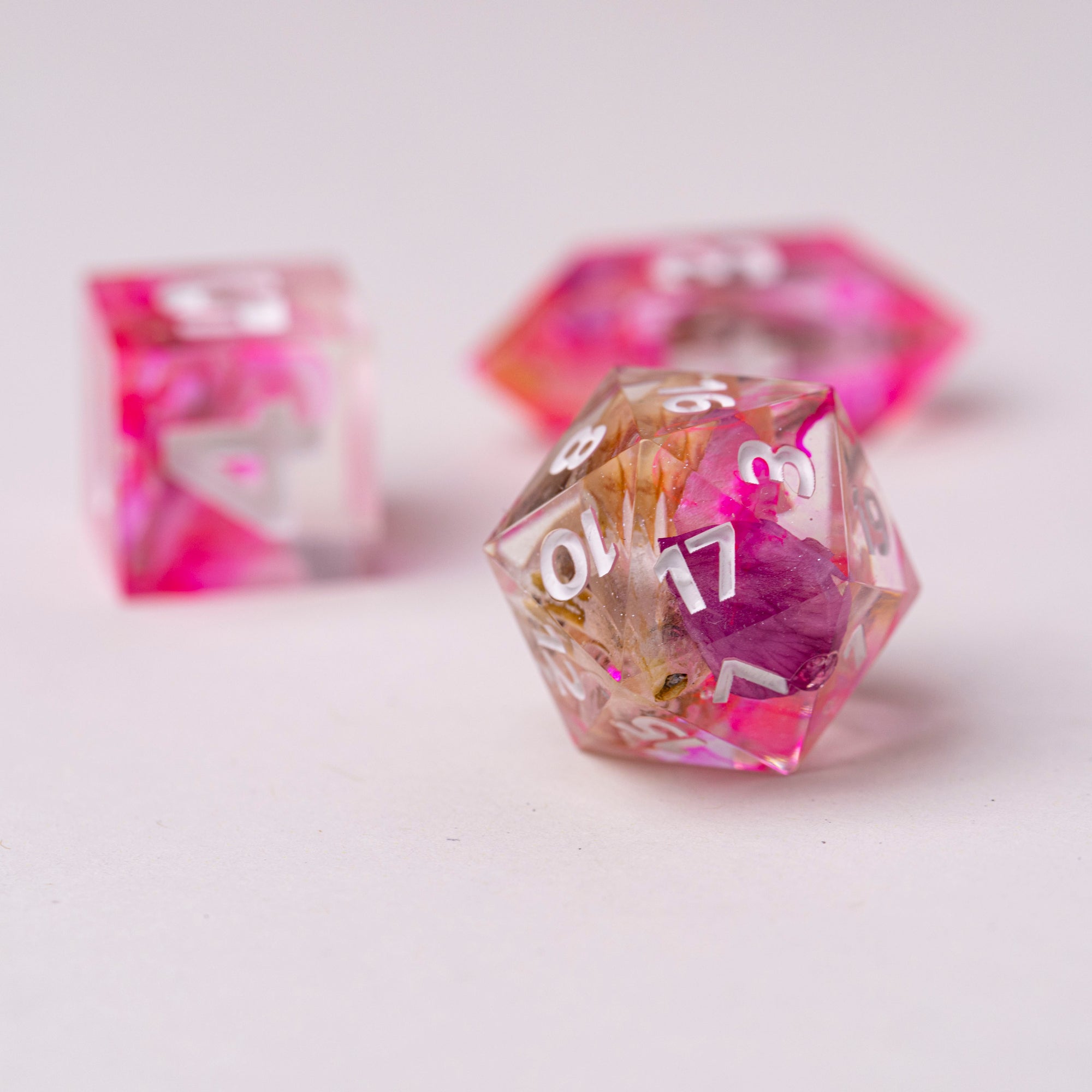 Pretty 'n Pink - D20 + D6 + D4 Dice Sets