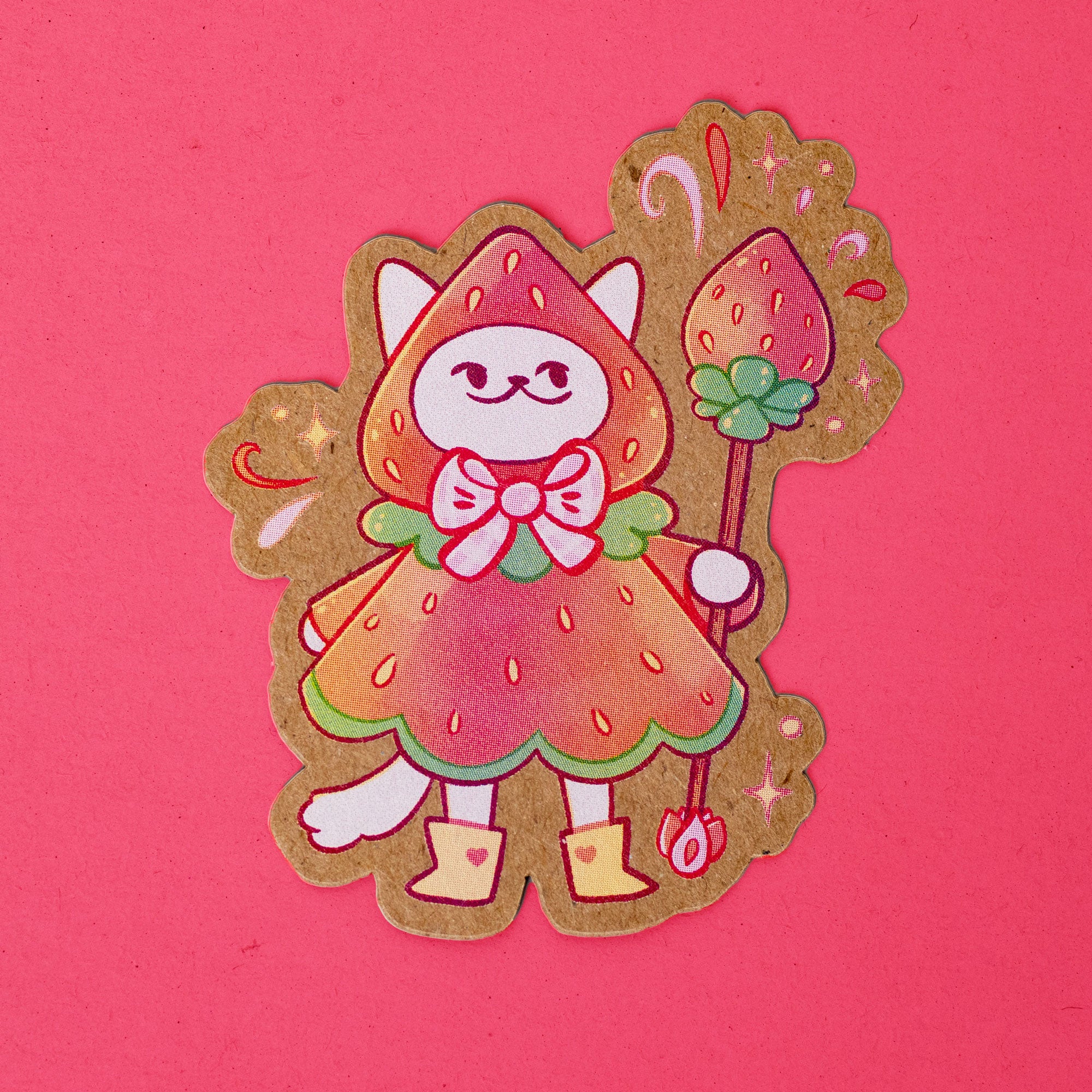 Strawberry Mage Cat vinyl sticker