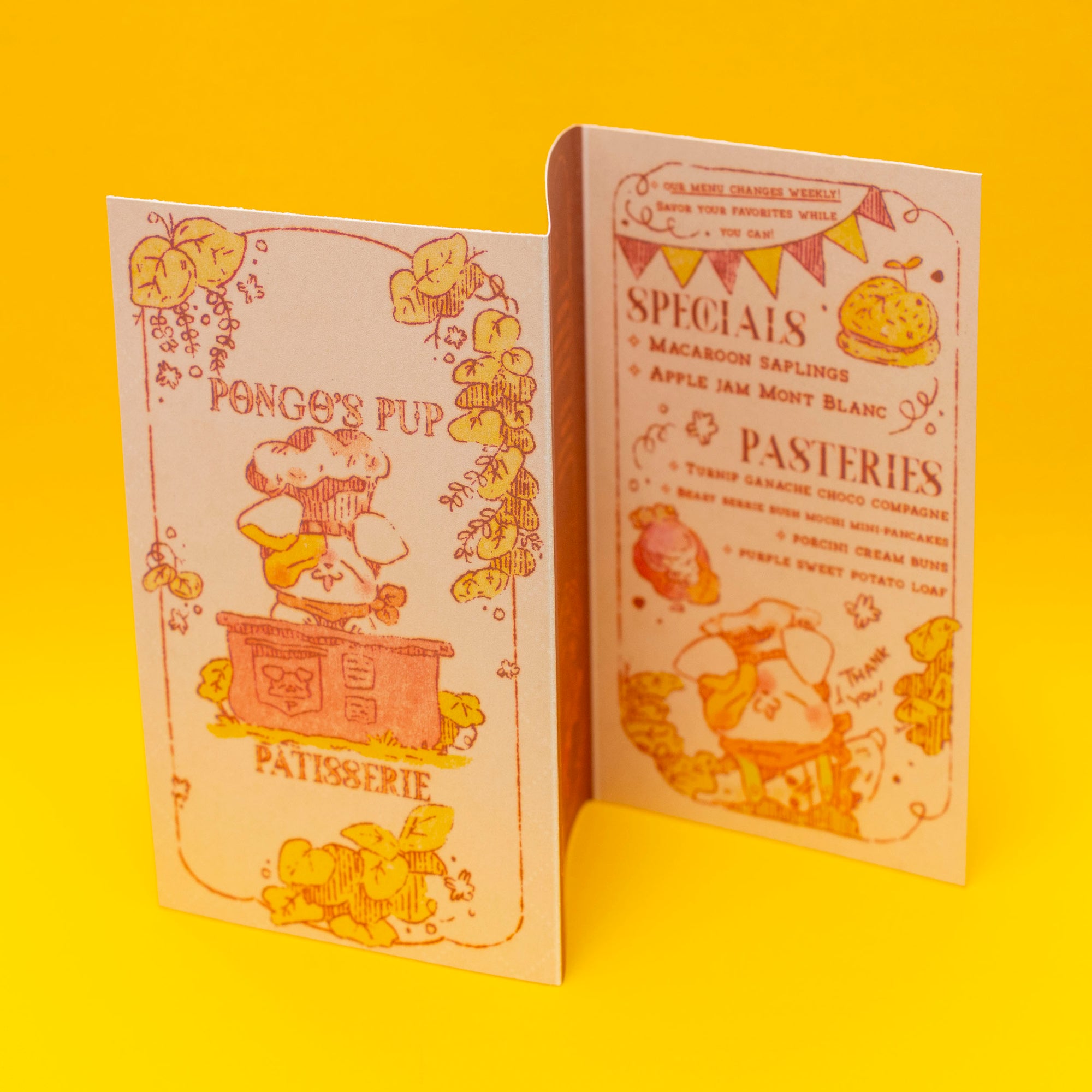 "PONGO'S PUP PATISSERIE" TRI-FOLD ZINE