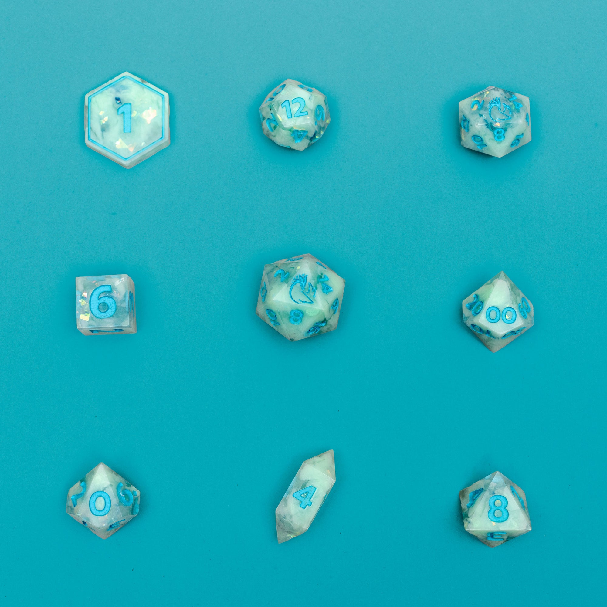 Aquamarine Shimmer - 9 Piece Dice Set