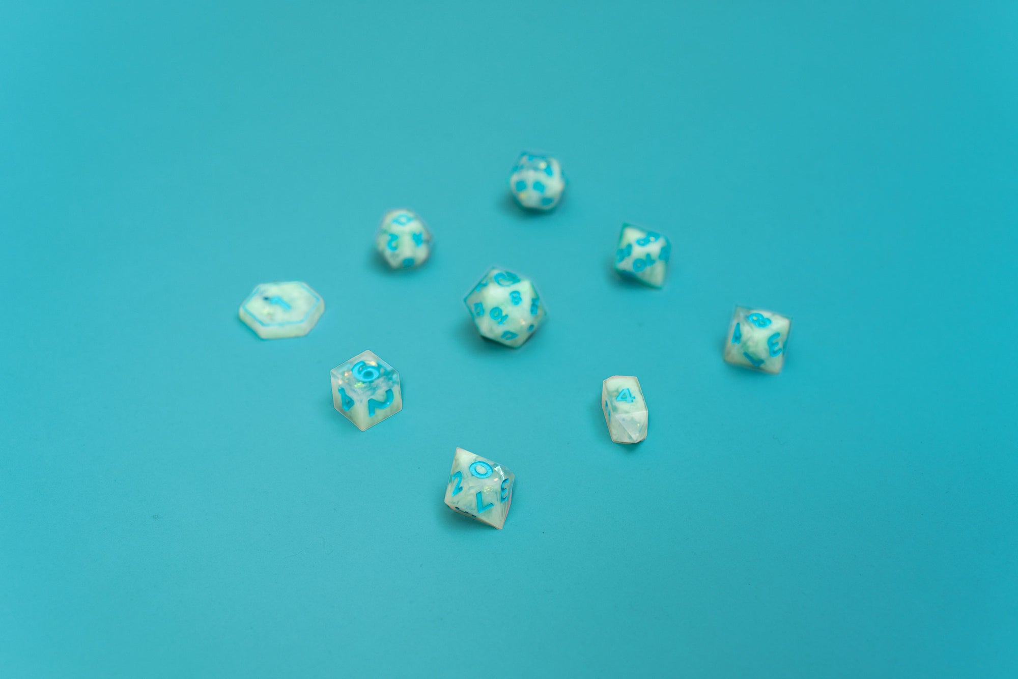 Aquamarine Shimmer - 9 Piece Dice Set